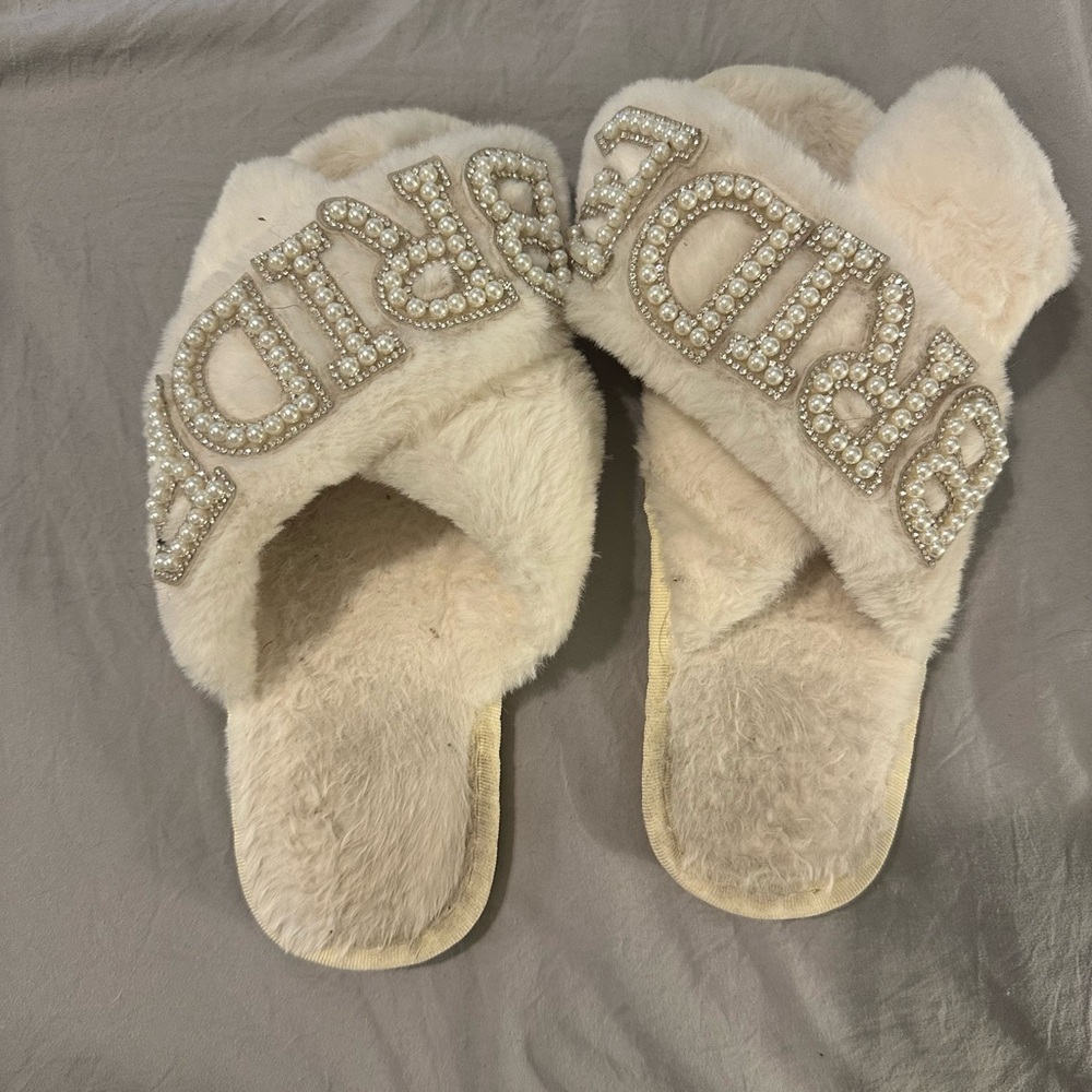 Women's Cream Bridal Slippers